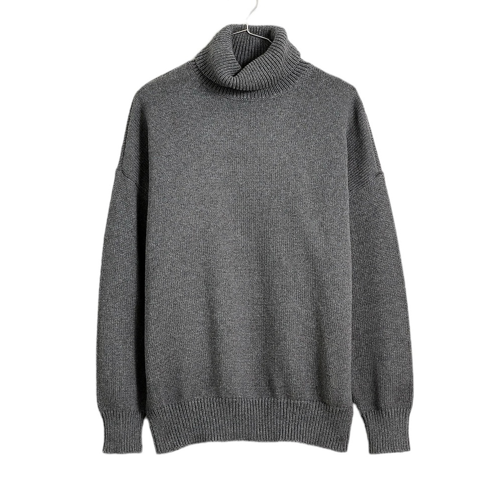 Madewell Ribbed Turtleneck Sweater in Heather Graphite